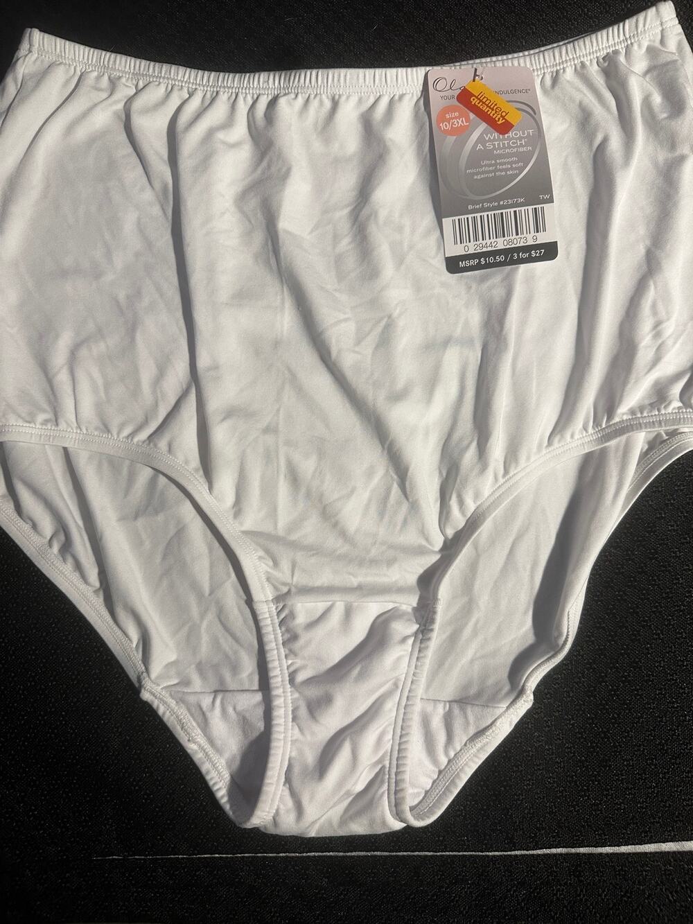 Olga 10/3XL WHITE Without A Stitch Silky Full Brief Panties NWT NEW